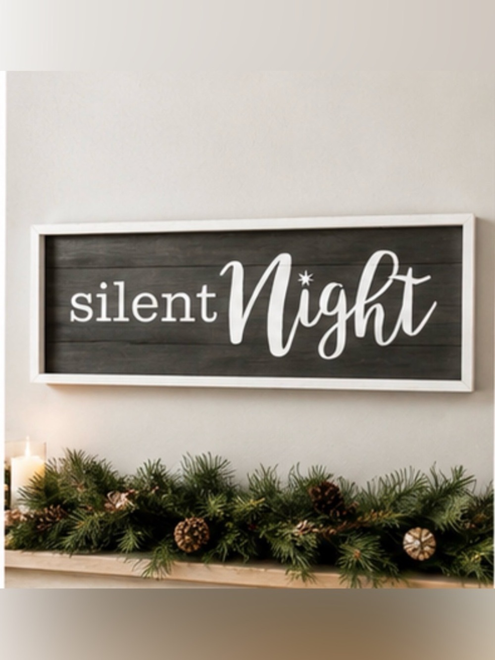 Silent Night Rustic Christmas Wall Art Farmhouse Holiday Sign